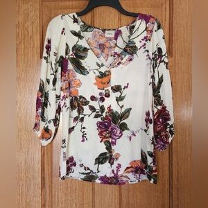 Daytrip‎ Floral Button Up 3/4 Sleeve Blouse Size XS